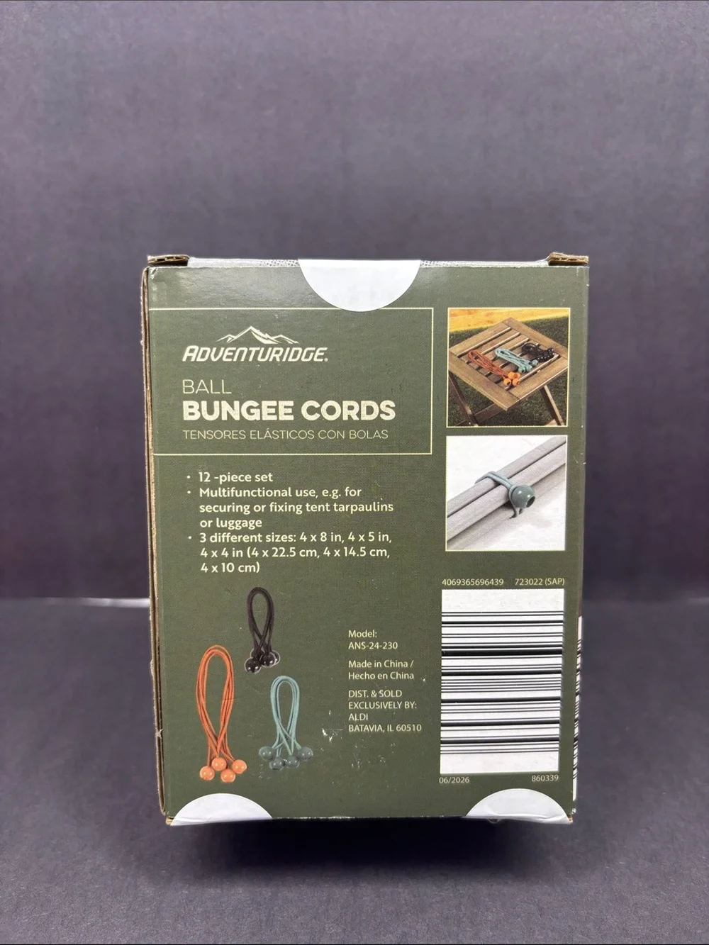 Adventuridge 12-Piece Ball Bungee Cords Set - Teal, Black & Orange